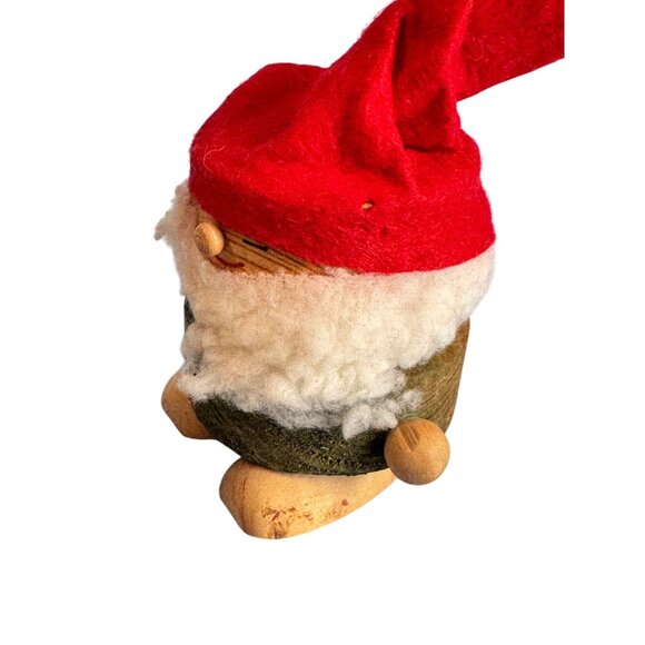 Vintage Handmade Wooden Christmas Gnome Figurine Red White Wool Nordic Sweden - Picture 5 of 6